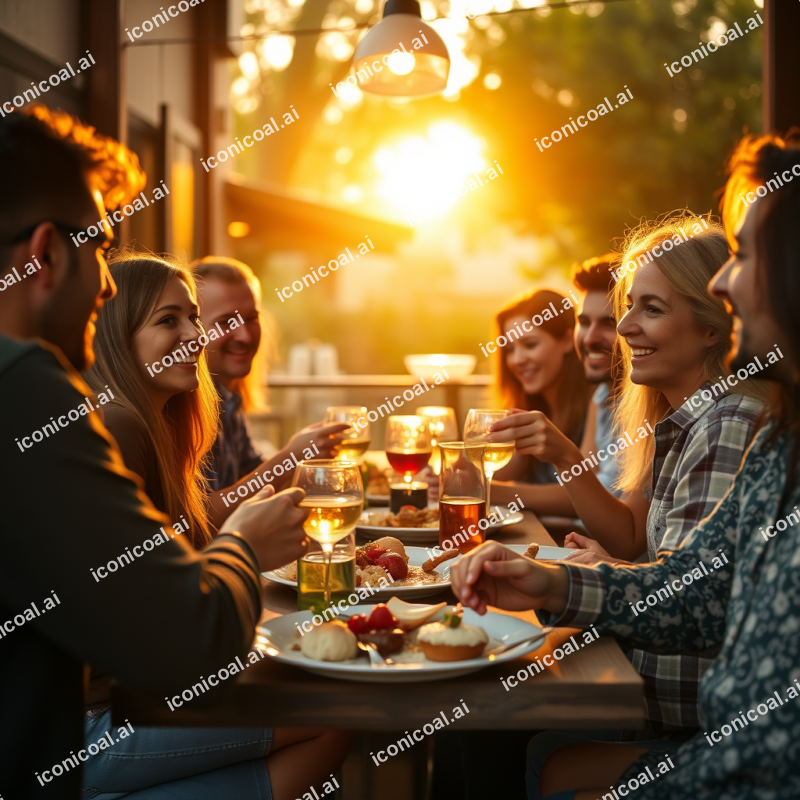 Friends Of Different Backgrounds Sharing Meal Diverse Com...