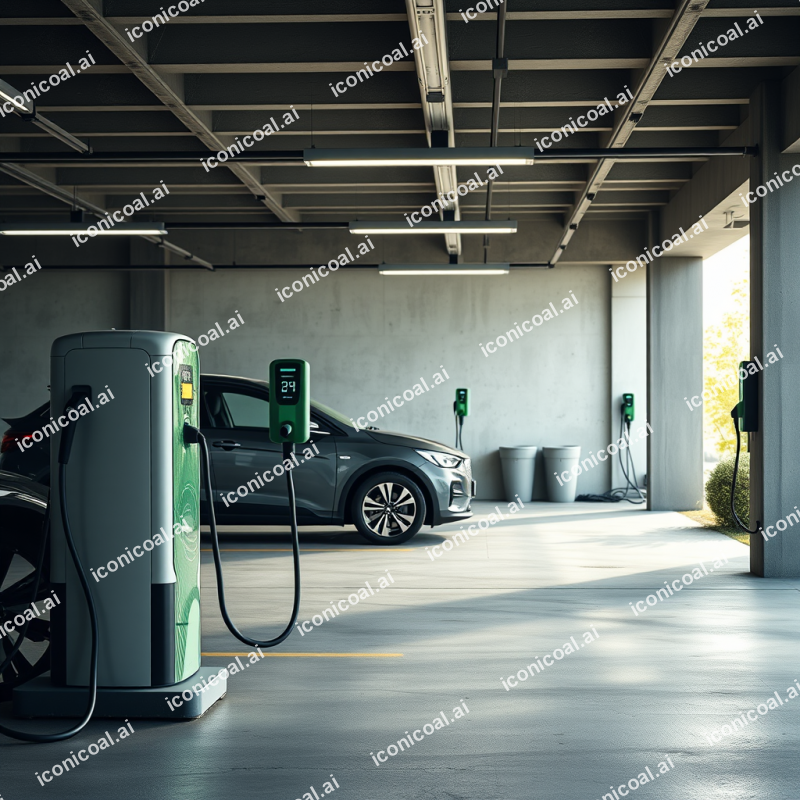 Electric Vehicle Charging In Modern Garage Sustainable
