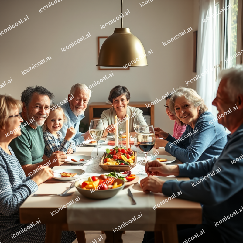 Multigenerational Family Dinner Table Celebration Together