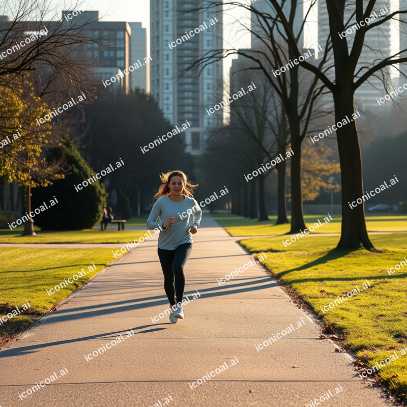 Morning Jog Through City Park Healthy Routine