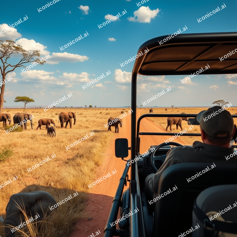 Safari Vehicle Watching Wildlife African Savanna Adventure