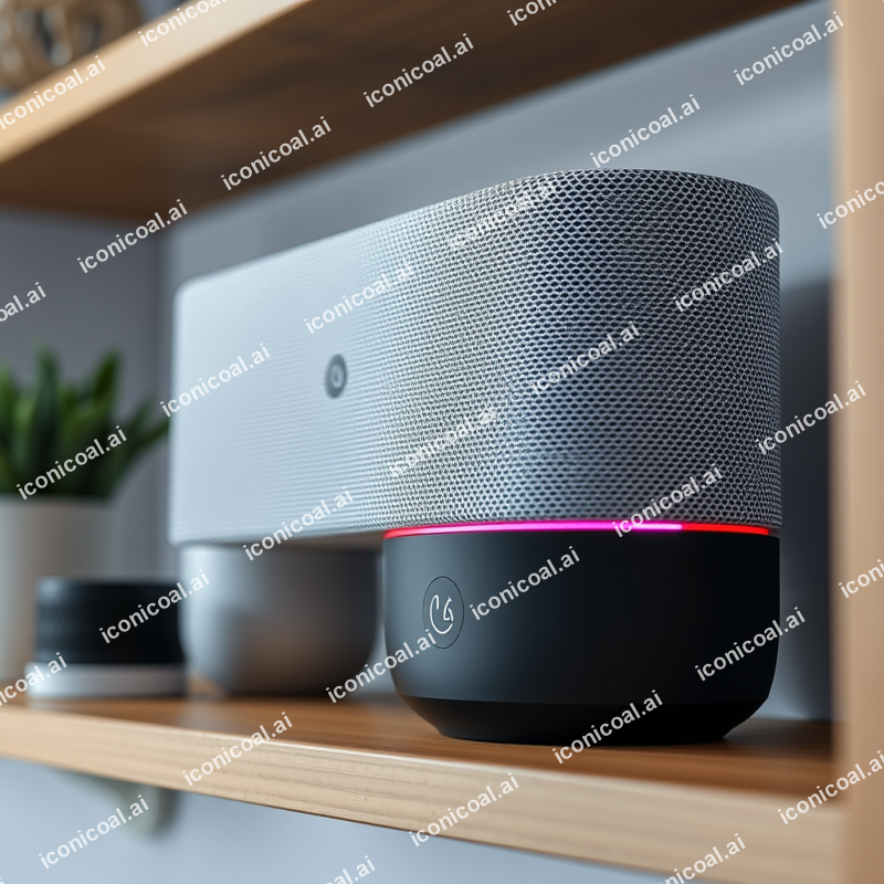 Smart Speaker On Shelf Home Automation Device