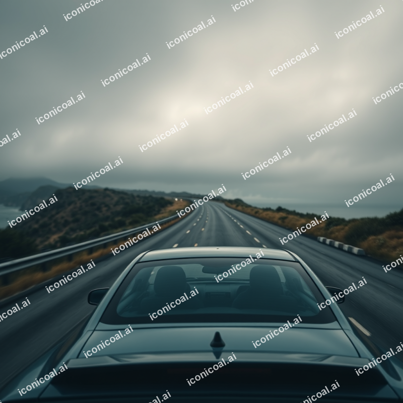 Road Trip Car On Coastal Highway Scenic Drive