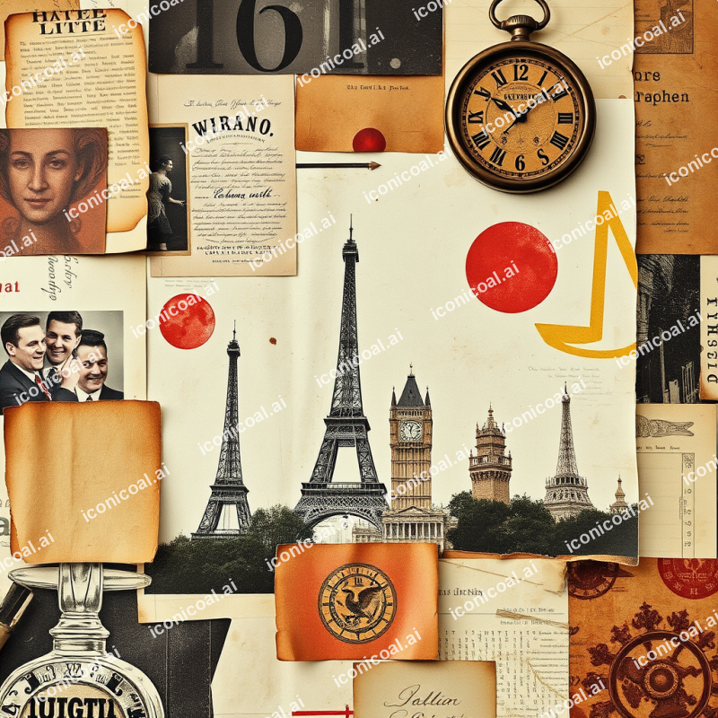 Mixed Media Collage With Vintage Elements And Texture