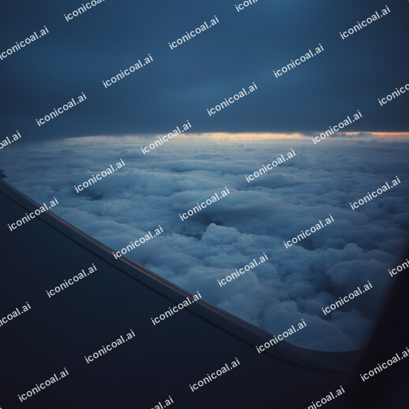 Airplane Wing View From Window Above Clouds Travel