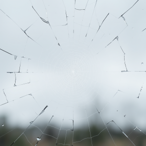 Shattered Safety Glass Creating Intricate Spider Web Frac...