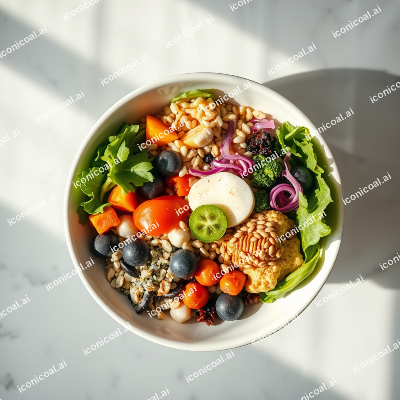Healthy Buddha Bowl With Colorful Vegetables And Grains O...