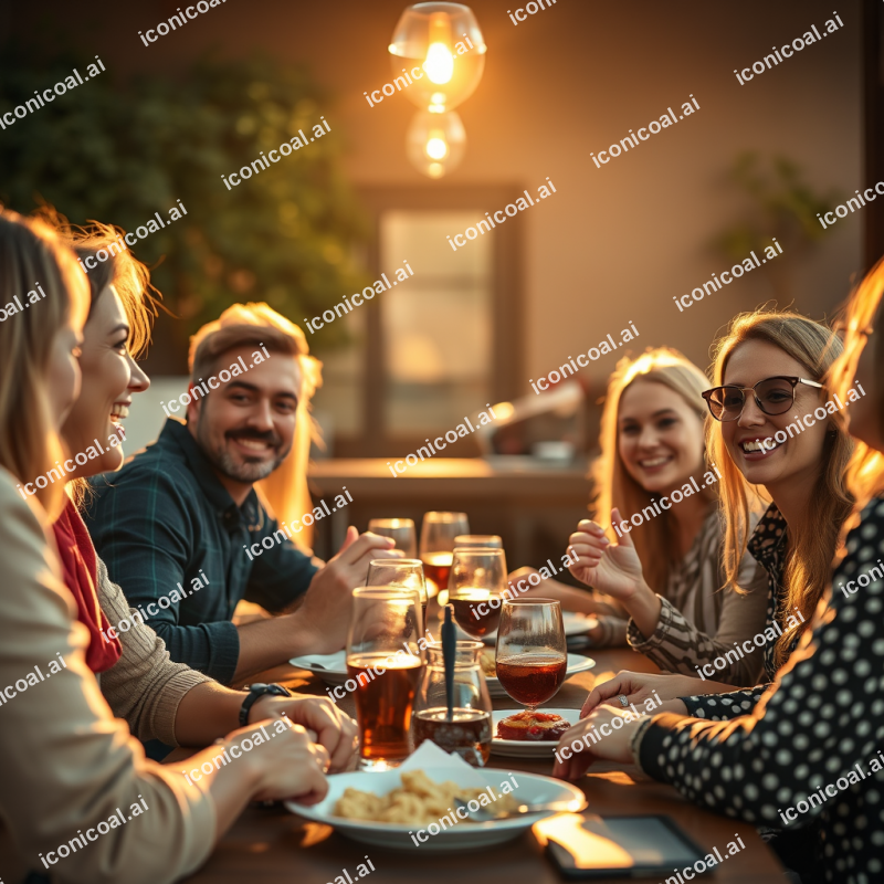 Friends Of Different Backgrounds Sharing Meal Diverse Com...