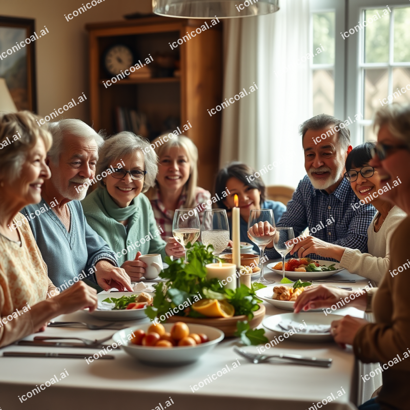 Multigenerational Family Dinner Table Celebration Together