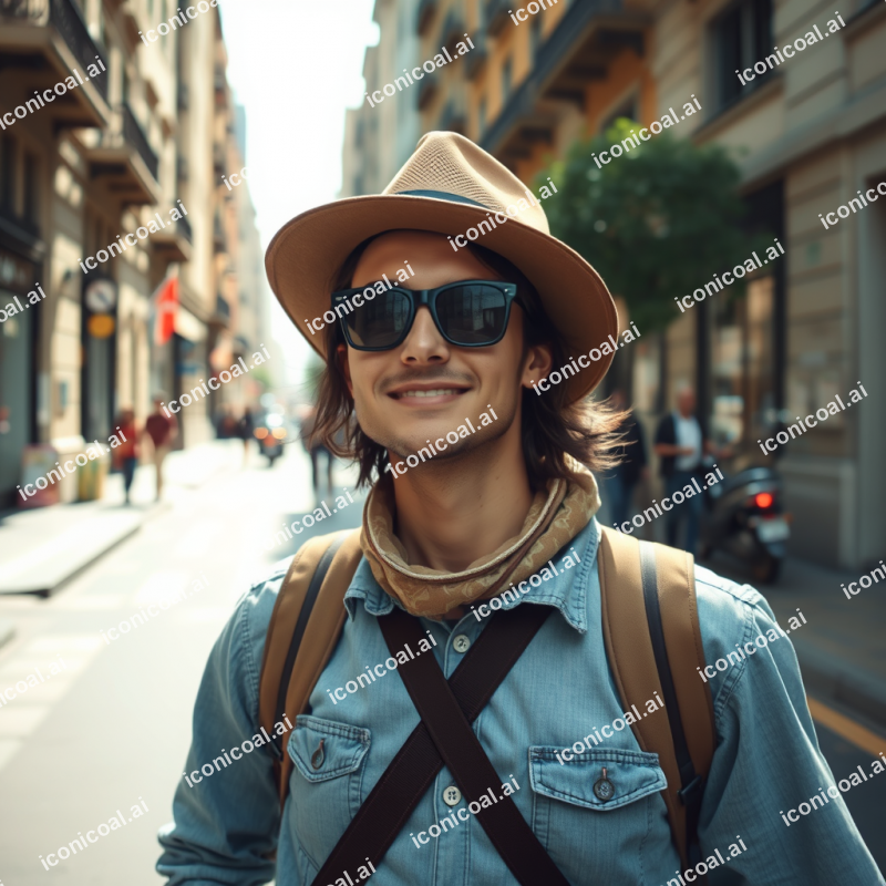 Solo Traveler Exploring City Street Authentic Adventure