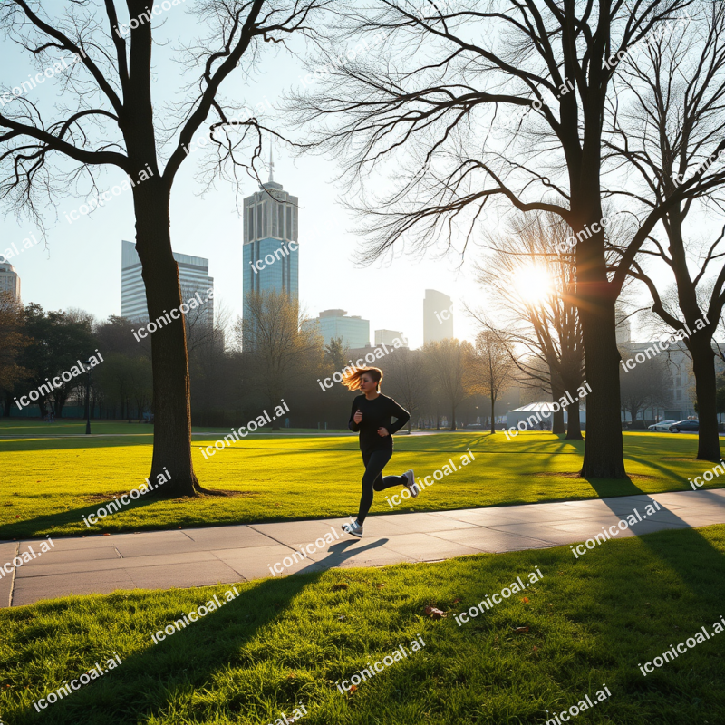 Morning Jog Through City Park Healthy Routine