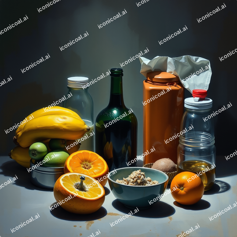 Gouache Painting Of Everyday Objects Still Life
