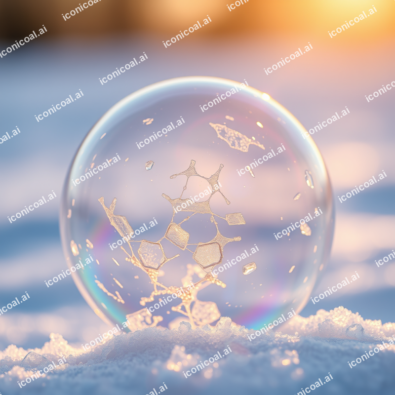 Frozen Soap Bubble Surface Showing Iridescent Crystalline...