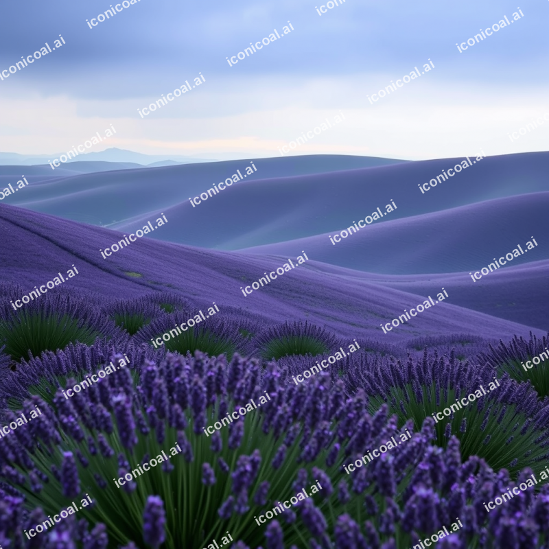 Rolling Hills Of Lavender Fields Purple Summer Landscape