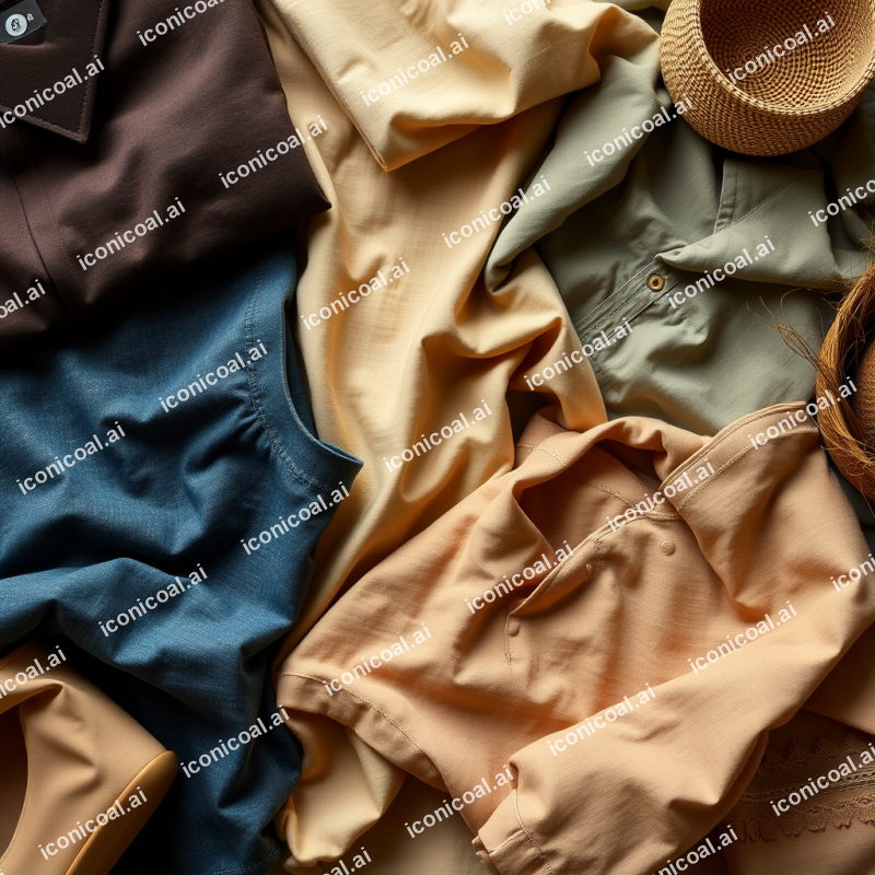 Sustainable Fashion Flat Lay With Earth-toned Natural Fab...