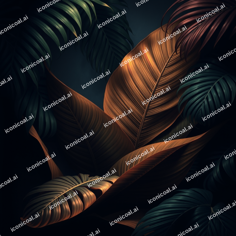 Botanical Illustration Of Tropical Leaves In Modern Style