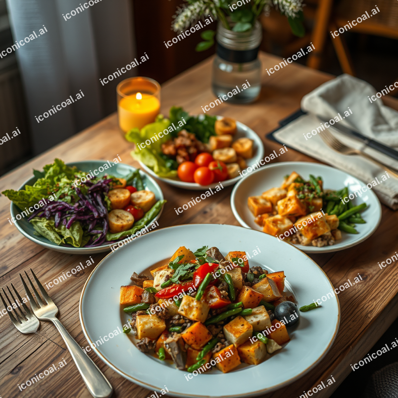 Plant-based Meal Colorful Vegan Dinner Beautiful Plating