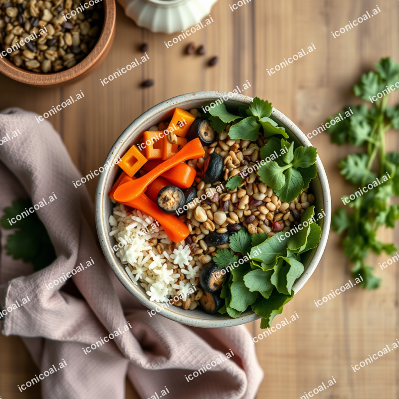 Healthy Buddha Bowl With Colorful Vegetables And Grains O...