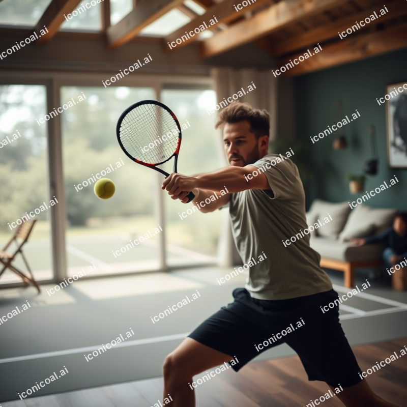 Tennis Serve Powerful Athletic Motion Action Shot
