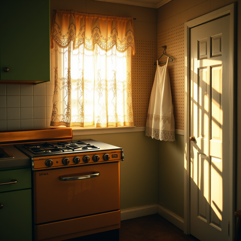 1950s Retro Kitchen Corner with Avocado-green Laminate ...