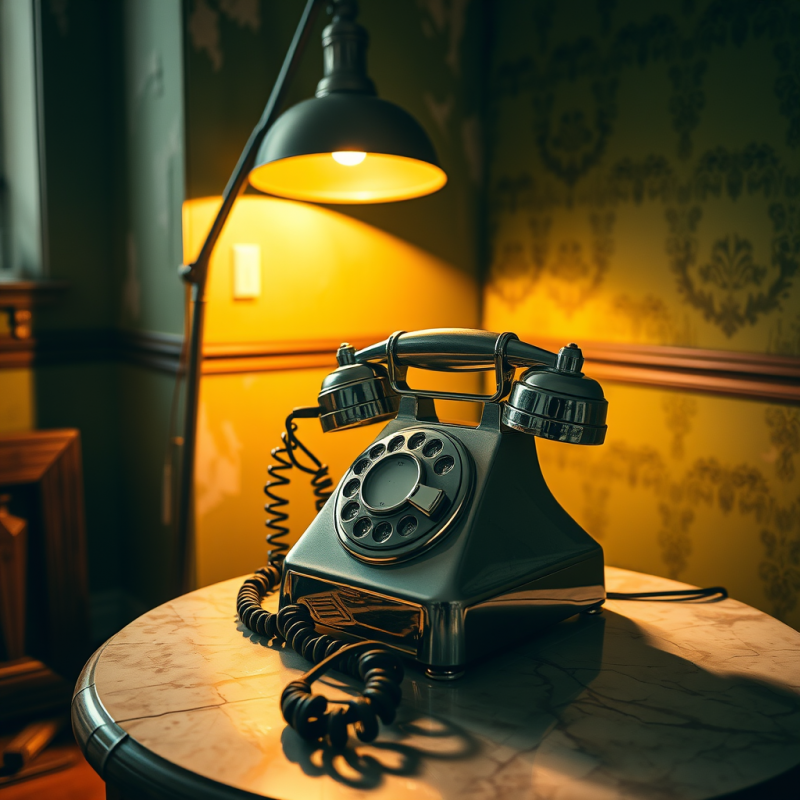 1957 Chrome-plated Rotary Dial Telephone Perched Atop A...