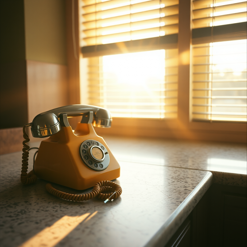 1960s Chrome and Bakelite Rotary Phone Perched Atop a C...