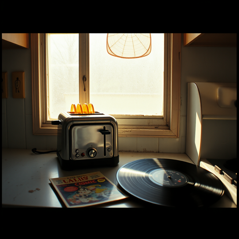 1960s Chrome Toaster Perched Atop a Chipped Formica Cou...