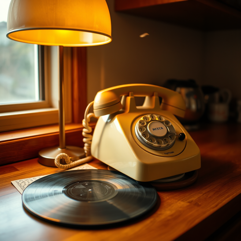 1960s Cream-colored Rotary Phone Perched Atop a Chipped...