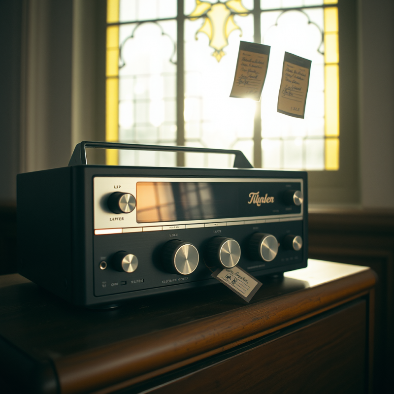 1960s Retro Cassette Player Perched Atop a Dusty Cedar ...
