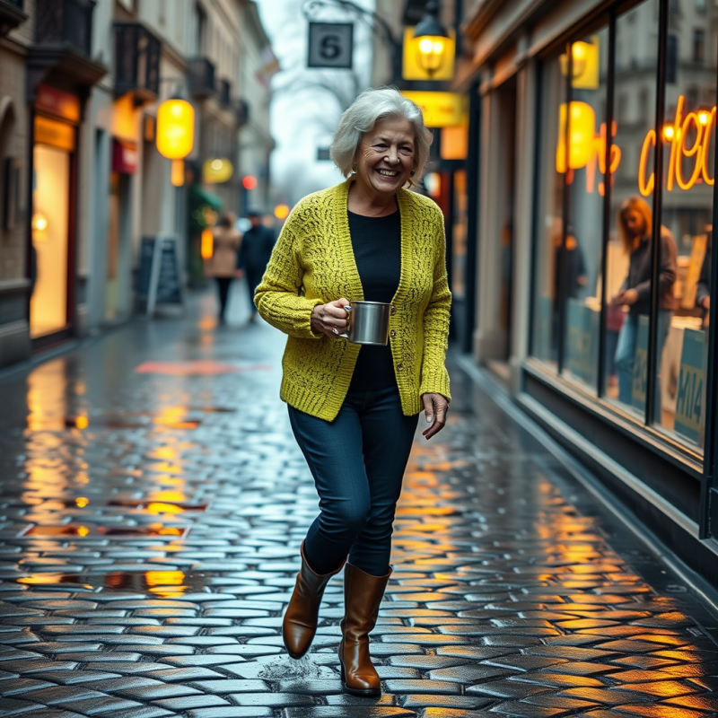 60-year-old Woman with Silver-streaked Hair
