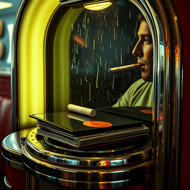 Man Smoking Cigar in Vintage Arcade