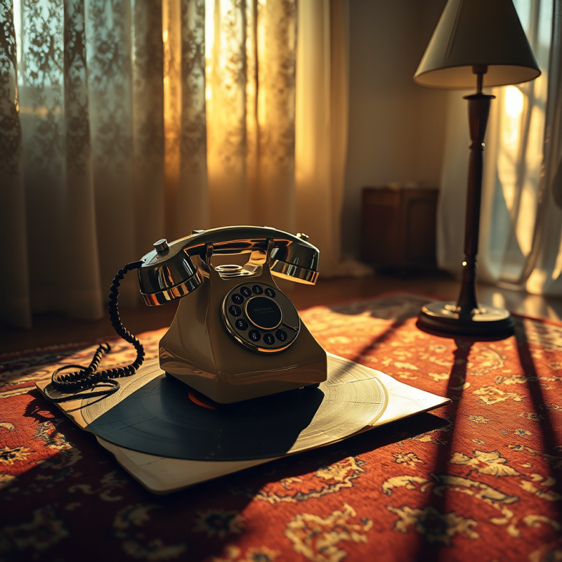 Vintage Phone on Record Player