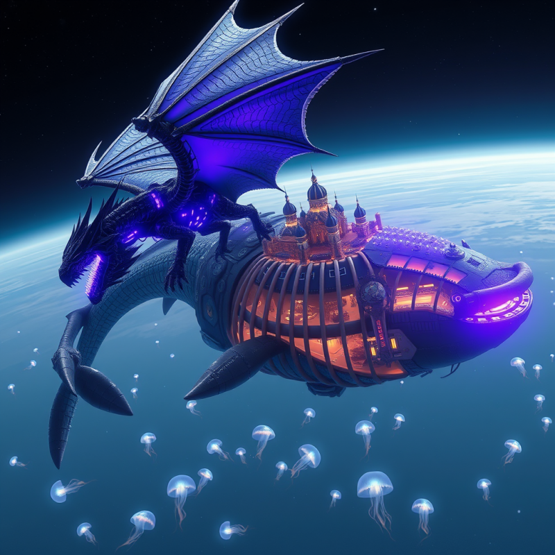 Mystical Dragon and Floating Castle