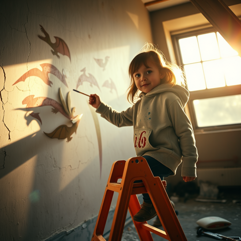 Young Artist Painting Dragons