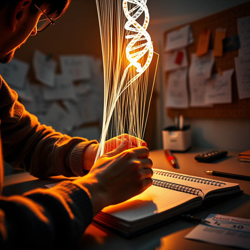 Curious Scientist with Dna Model