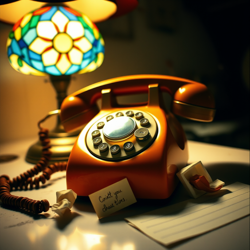 Vintage Red Phone with Note