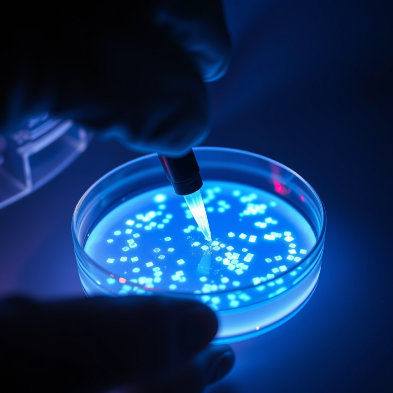 Gloved Hand Adding Sample to Petri Dish