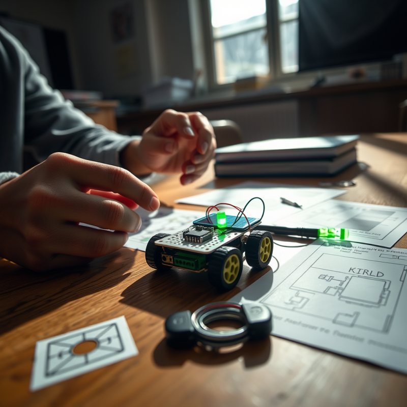 Hands Building Small Robot on Desk