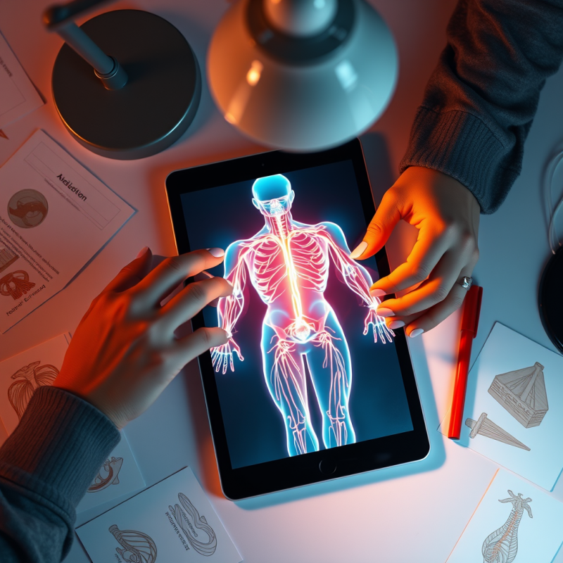 Hands Interacting with Human Anatomy App