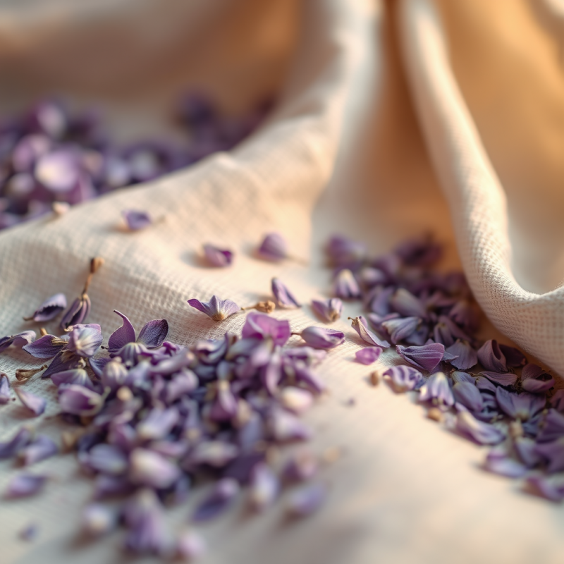 Purple Petals on Soft Fabric