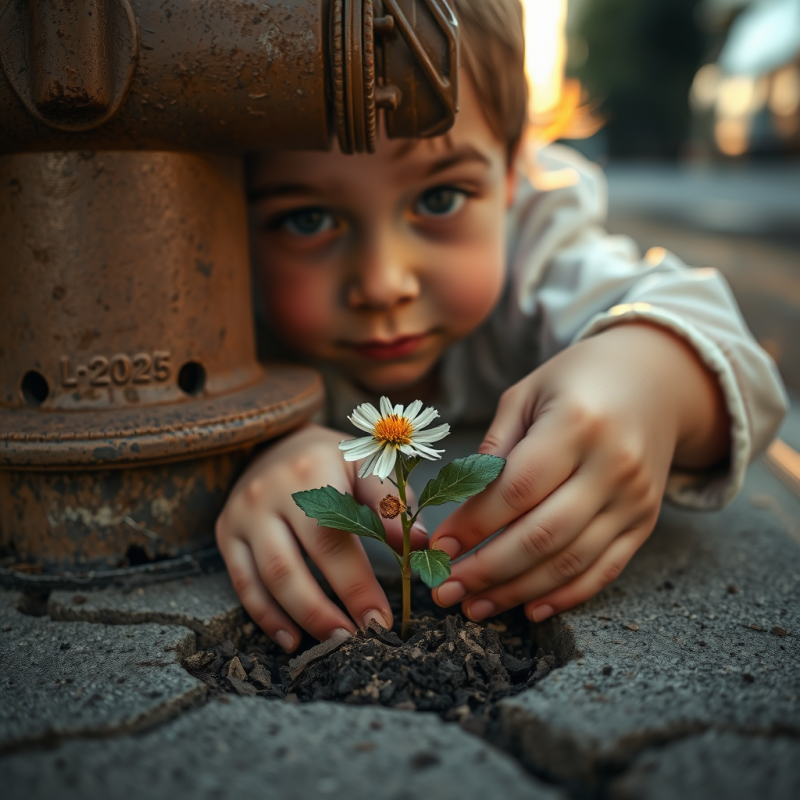 Child Planting Flower