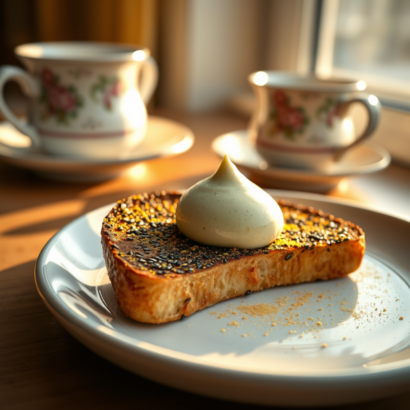Toasted Bread with Cream and Tea