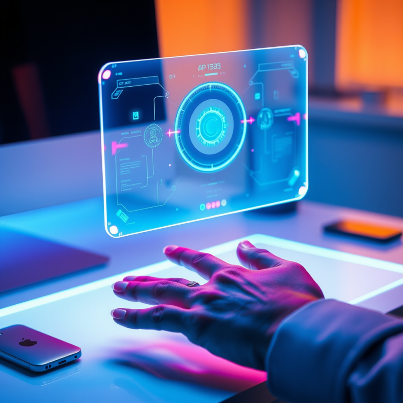 Hand Interacting with Floating Holographic Interface