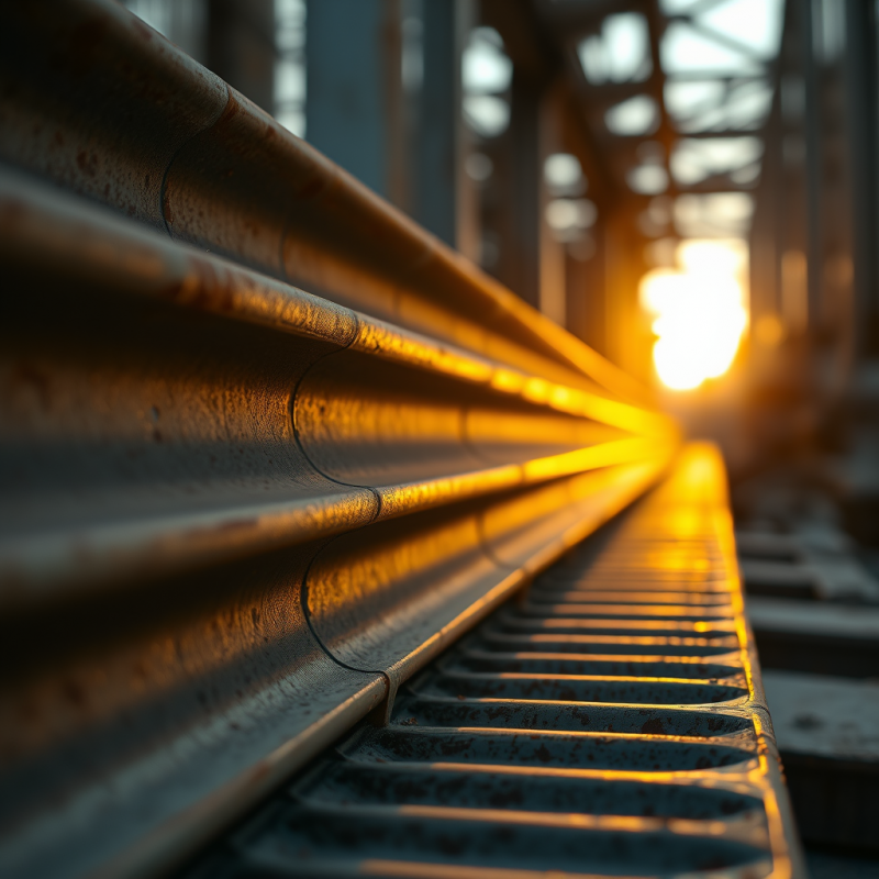 Industrial Metal Rails at Sunset