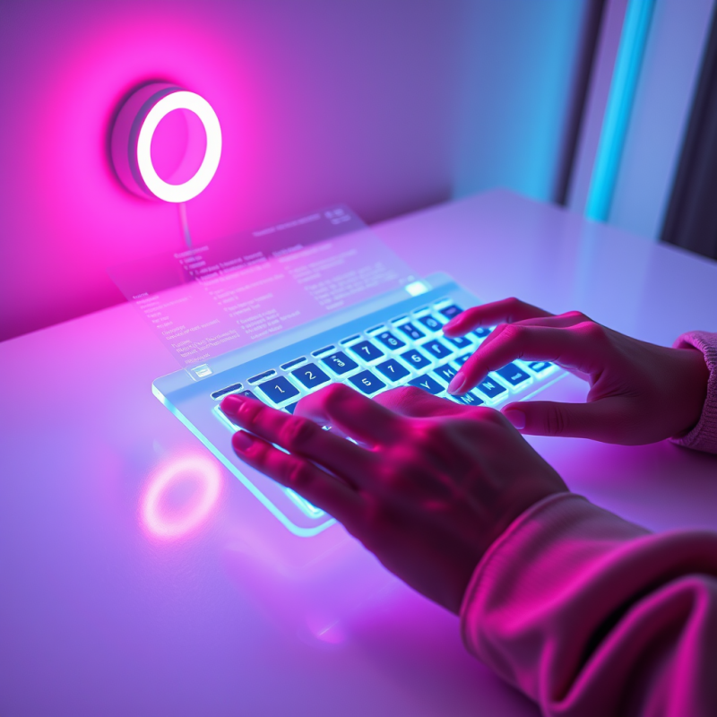 Hands Typing on a Transparent Keyboard