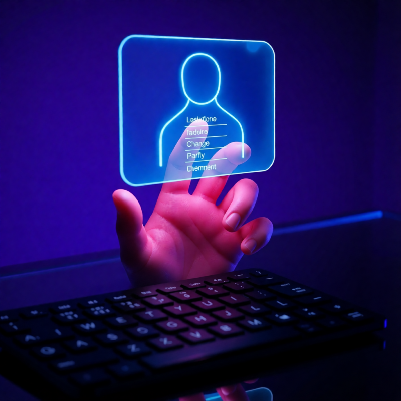 Hand Interacting with Holographic User Profile