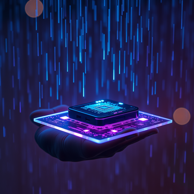 Hand Holding Glowing Tech Device