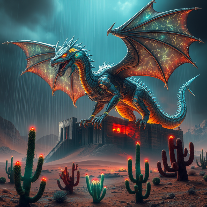 Cybernetic Dragon in Desert