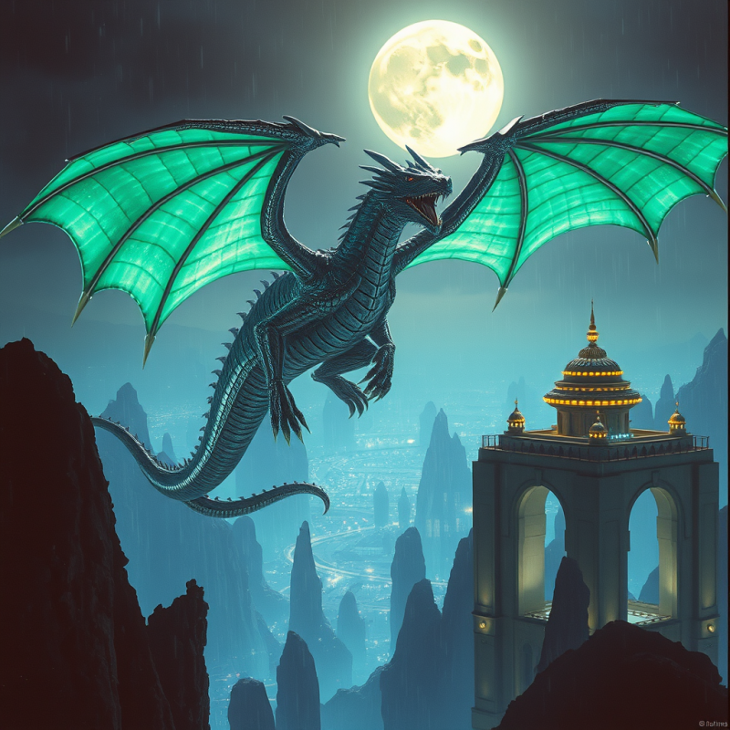 Enchanted Dragon Under Moonlight