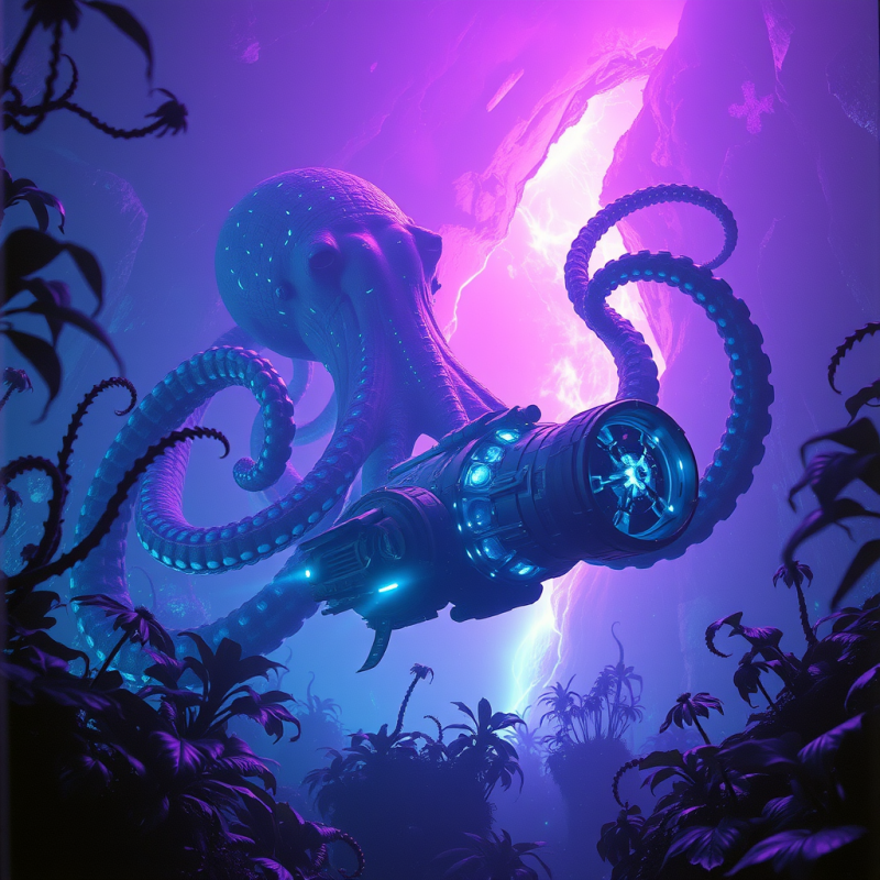 Cybernetic Octopus in Jungle